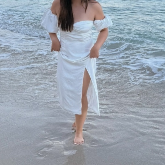 Princess Polly Off-Shoulder White Dress - Picture 1 of 1